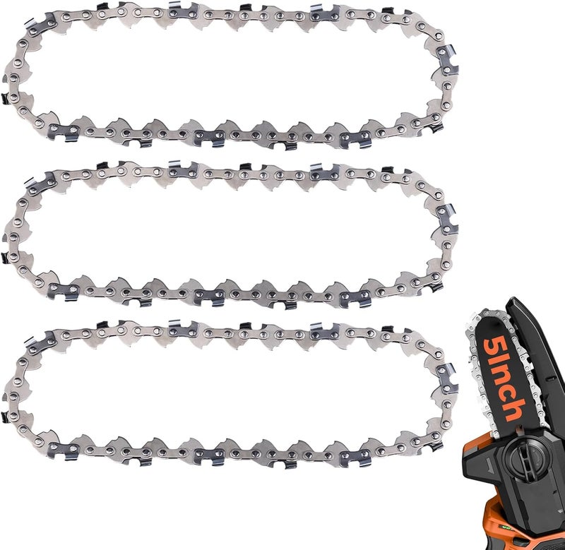 EXSHP 5 Inch Chainsaw Chain .030" Pitch .043" Gauge 28 Drive Links Semi-Chisel Chain Saw Chains for Husqvarna, Poulan, Craftsman, Greenworks and More Chainsaw Brands(3 Packs)(30TOP-10) - Image 1